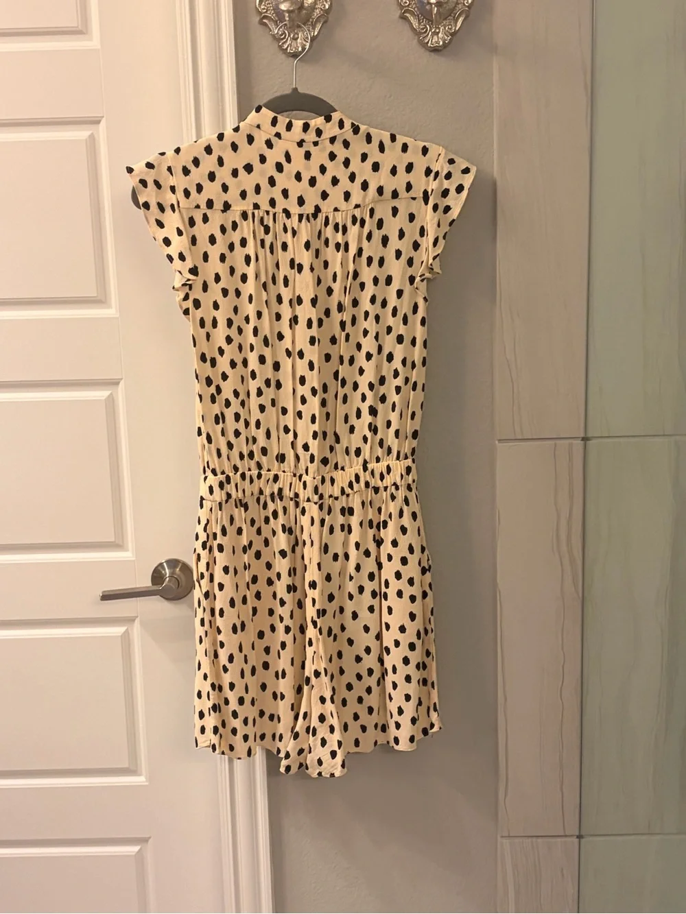 kate spade Cream and Black Polka Dot Sleeveless Romper